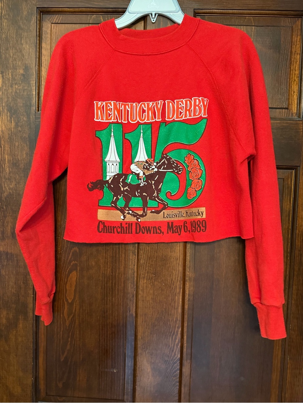 Vintage 1989 Kentucky Derby 115 Graphic Pullover Sweatshirt Cropped Made USA L